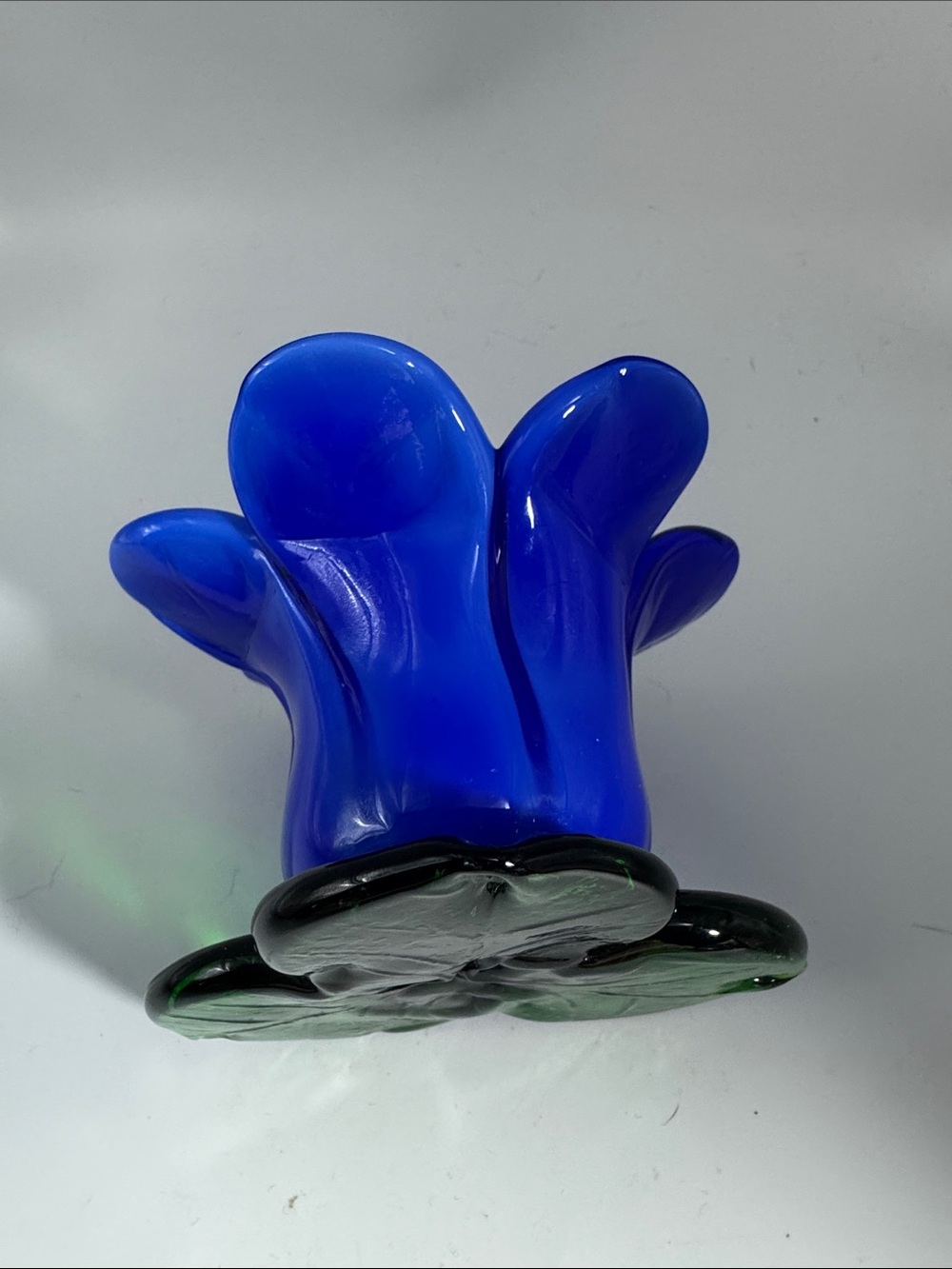 Blue Glass Flower Art Candle Holder - Picture 2 of 4